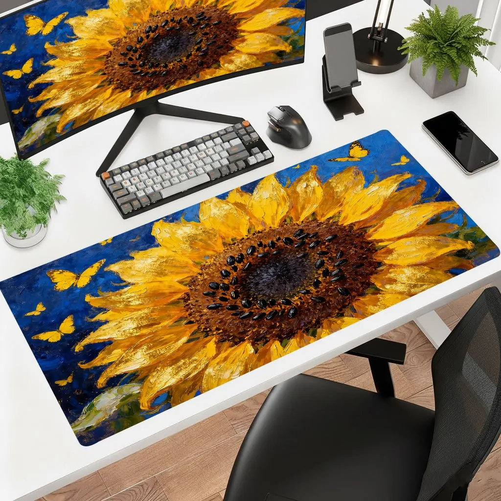 Brand Extra Large Sunflower Mouse Pad Iron Art Desk Mat Ultra HD Printing Non-Slip Rubber Backing Washable Gaming Office Laptop