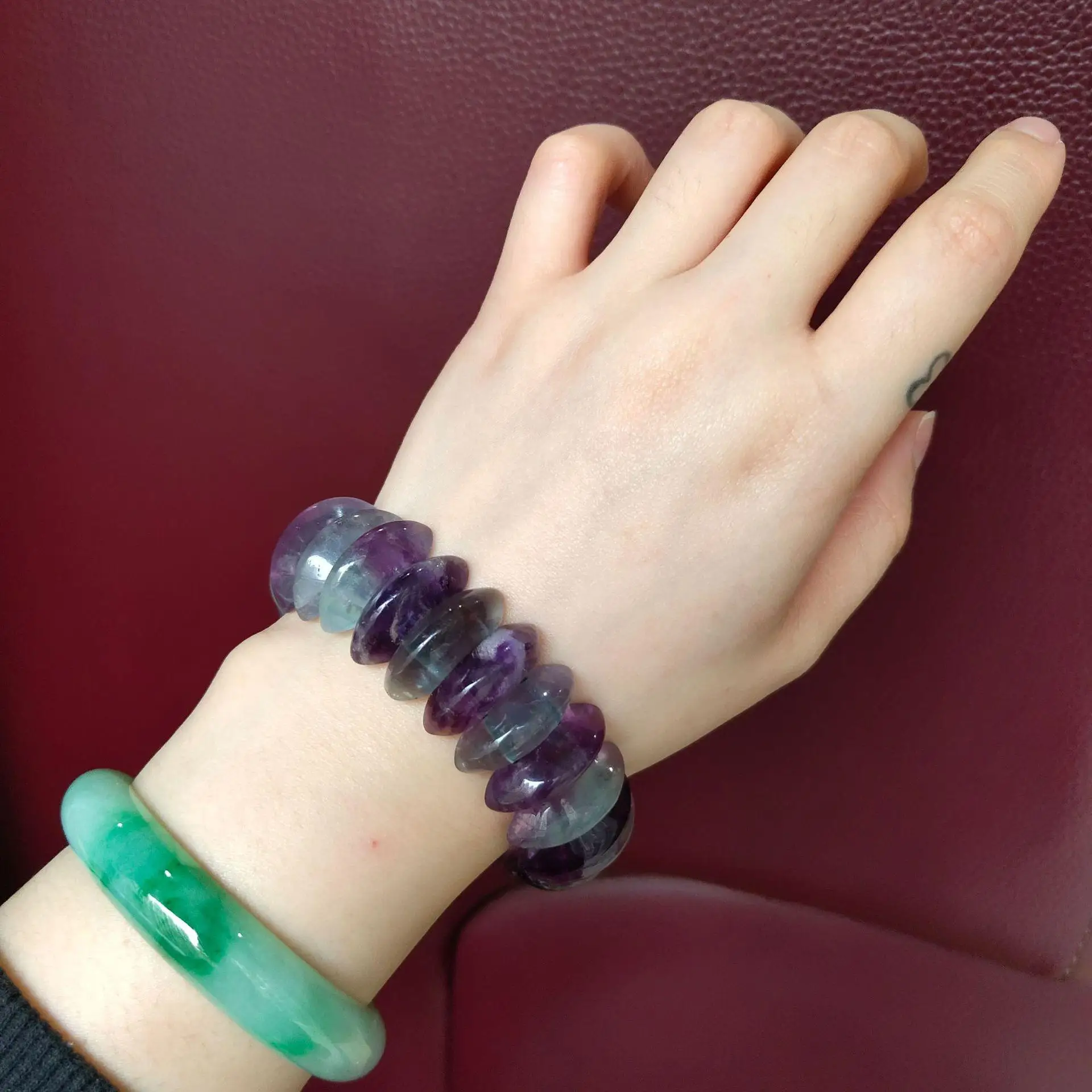 Natural Fluorite Stone Beads Bracelet Natural Gemstone Bangle for Woman for Gift Wholesale !