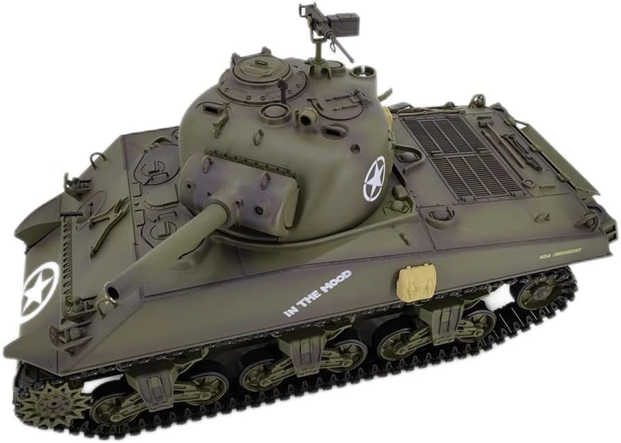 Tank Model Remote Control Retro Tank M4A3 Multi-Function Remote Control Tank 1:16 Simulation Model (Upgraded Steel Wave Box)