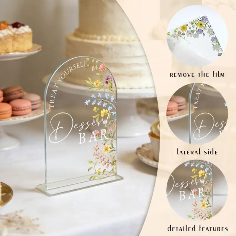 Dessert Table Sign,Acrylic Wedding Signs Arch Acrylic Table Top Signs for Ceremony Reception Party,Wedding Table Decors 37JD