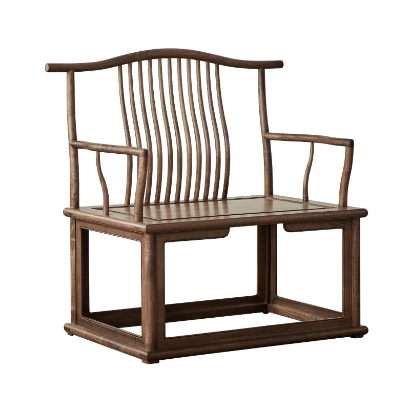 New Chinese solid wood official hat chair, Grand Master chair, circle chair, black walnut large wide