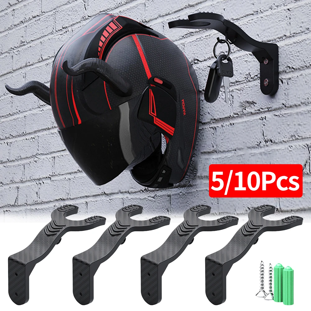 

5/10Pcs Kitchen Cabinet Shelf Wall Mount Hooks Motorcycle Helmet Hook Racks Helmet Display Hanger Stand Wall-Mounted Holder