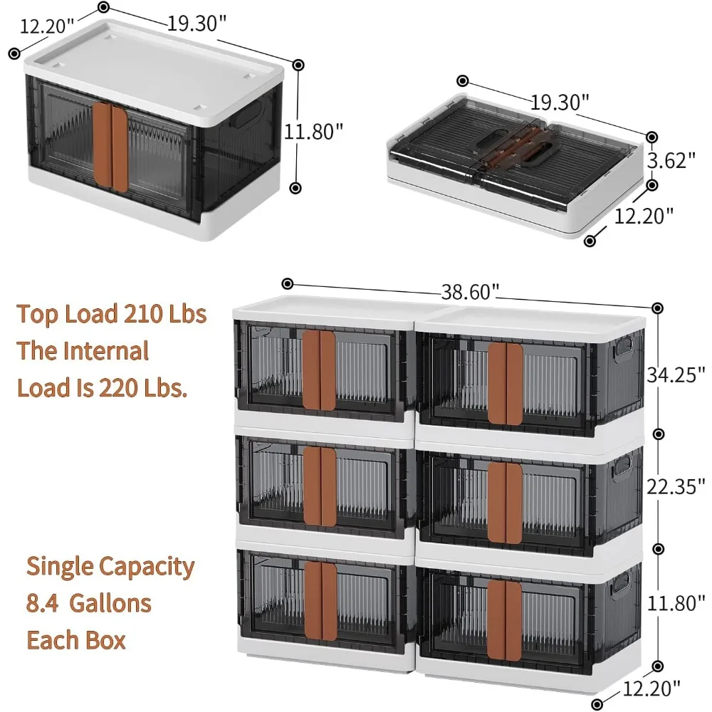 

Storage Cabinet, Plastic Shelves Organizer, Folding Storage Box, Collapsible Totes For Storage, 8.4 Gal Clear Storage Bins