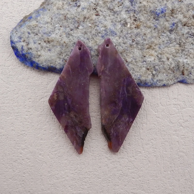 Natural Stone Charoite Nugget Earring Beads,Fashion Jewelry DIY Gemstone Earrings Accessories For Women 41x16x3mm 8g