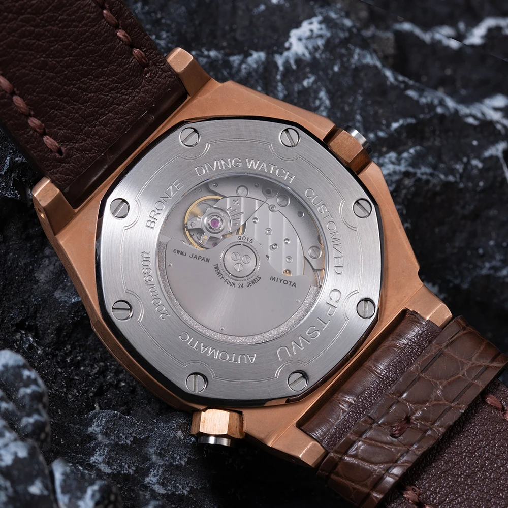 2026 Hruodland Classic Retro Miyota 9015 Bronze Automatic Mechanical Men\'s Watch Sapphire Rubber waterproof Diving reloj hombre