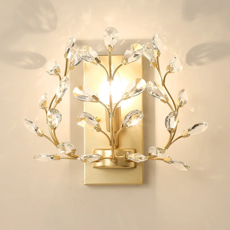 

E14 Wall Sconce Crystal Wall Light Simple And Creative Bedroom Bedside Wall Lamp Crystal Lights Gold/Sliver For Home Ligting