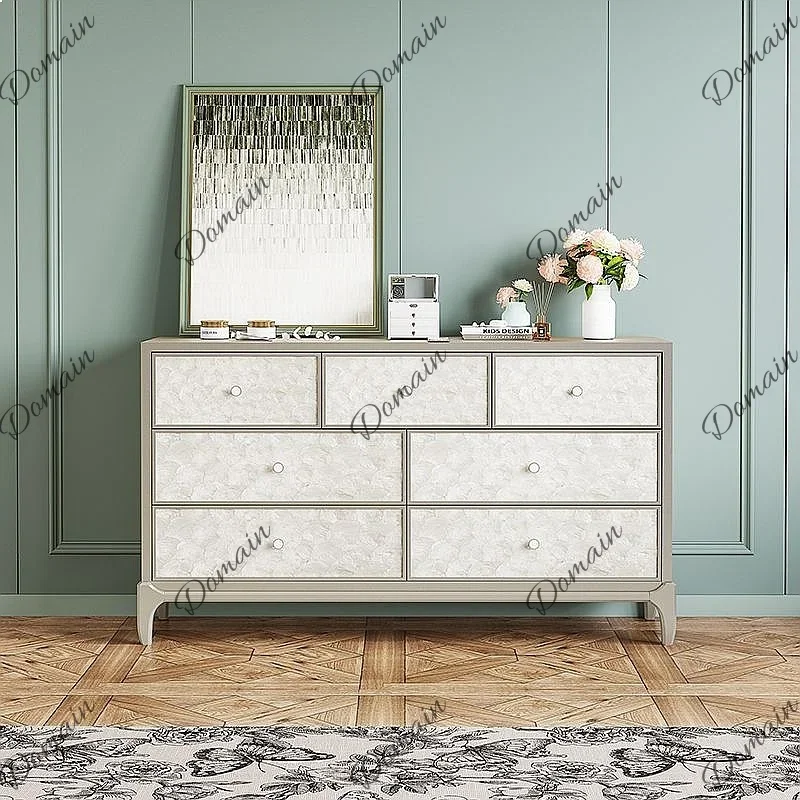 XB American Luxury Shell Sideboard, Modern 7-Drawer Entryway Storage Cabinet For Living Room Bedroom