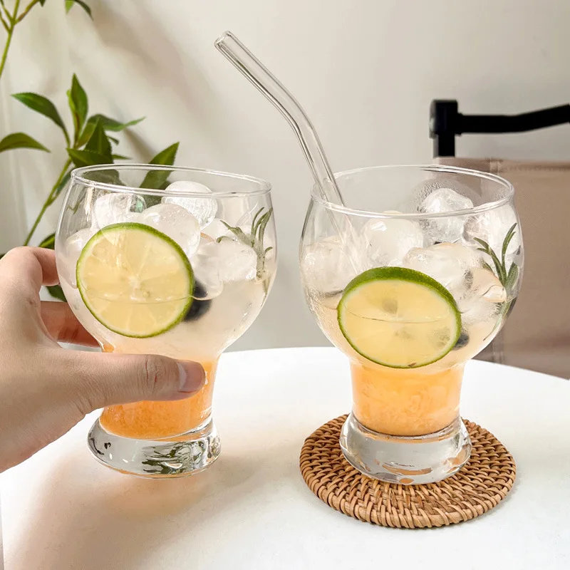 

Round Cold Drink Glass Cup Milk Drink Juice Glass Milkshake Sand Ice Cup Round Ball Hand-held Cups Whiskey Cocktail Beer Glasses