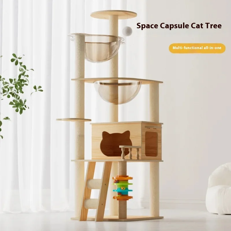 Klettergerüst für Katzen, Katzenvilla, Katzennest, Kratzbrett für Katzen, Kratzbaum, Katzenspielzeug für Haustiere, Raumschiff für alle Jahreszeiten universell