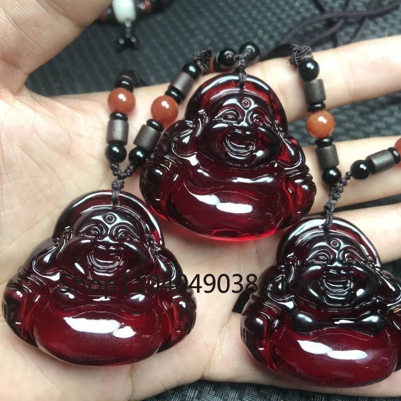 Red Baltics Blood Pearl Maitreya Pendant Amber Beeswax Belly Laugh Buddha Joker Pendant Necklace Pendant