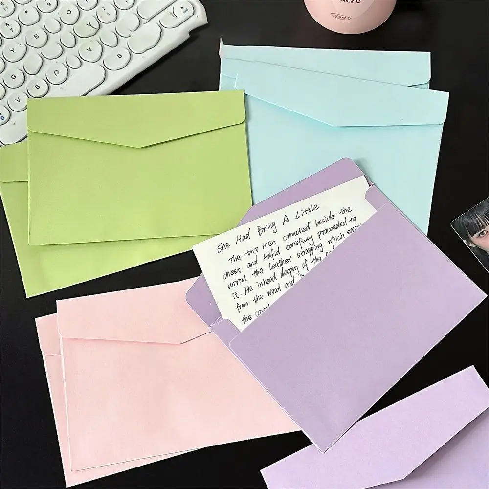 

5 Pcs Macaron Color Macaron Envelopes Colorful DIY Invitation Cards Mini High Appearance Level Packing Envelope Wedding