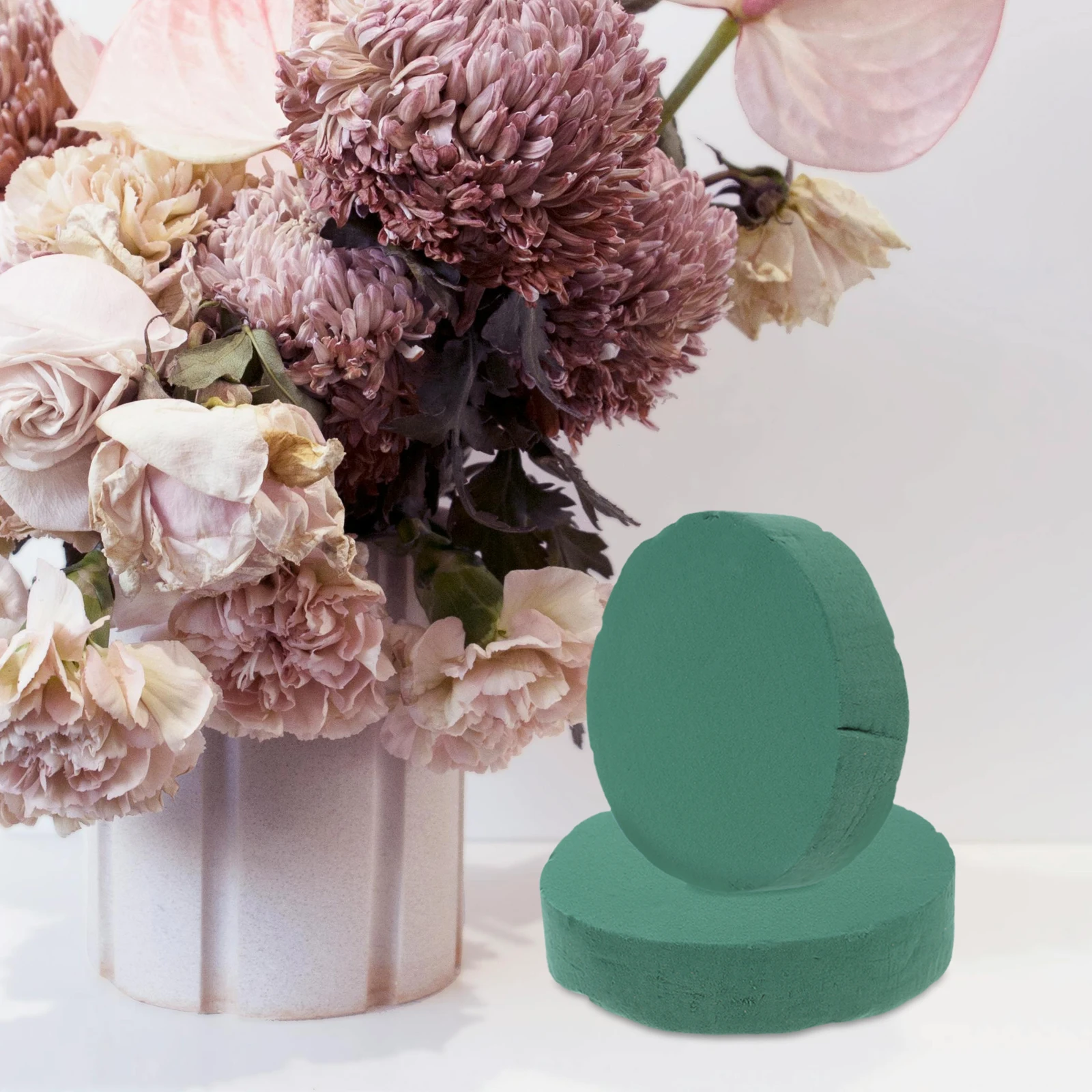 

2 Pcs Round Flower Clay Board Floral Foam for Weddings Craft Block Flowers Wet Dry Bricks Aisle Artificial