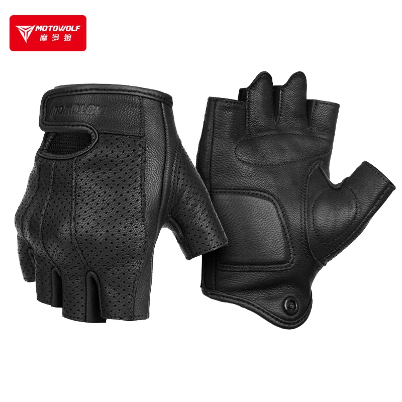 Gants de Moto en cuir d\'été à demi-doigts, Guantes Verano Luva Motociclista, gants de Moto tactiques rétro 오토바