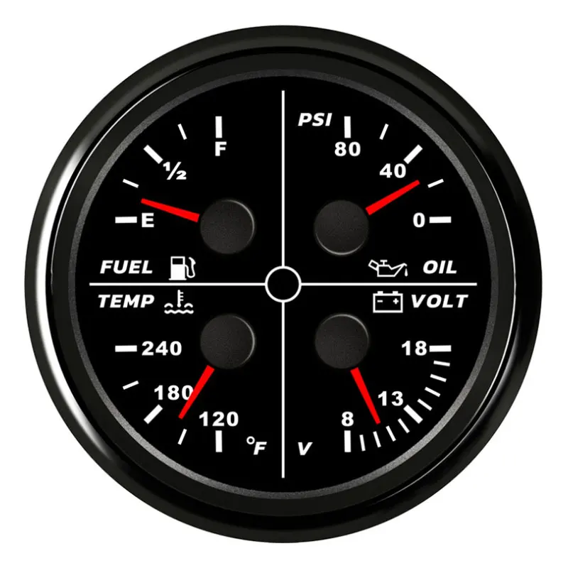 85mm Mechanical Generators diesel tank Fuel Level PSI Volt Temp Four in 1 Gauge view 5
