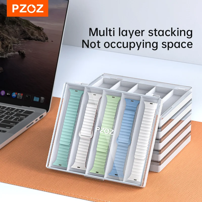 PZOZ Etui na pasek, plastikowe pudełko do przechowywania pasków do Apple Watch Series 11 10 9, przezroczyste etui na pasek, akcesoria do smartwatcha, małe części. — zdjęcie produktu 5