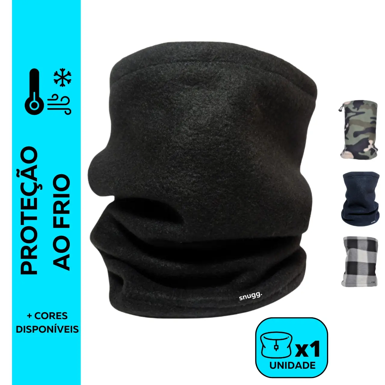 Touca Gola Balaclava Unissex Cachecol Bandana Tubo Gorro Flanelado Snugg Frio Intenso Fitness Academia