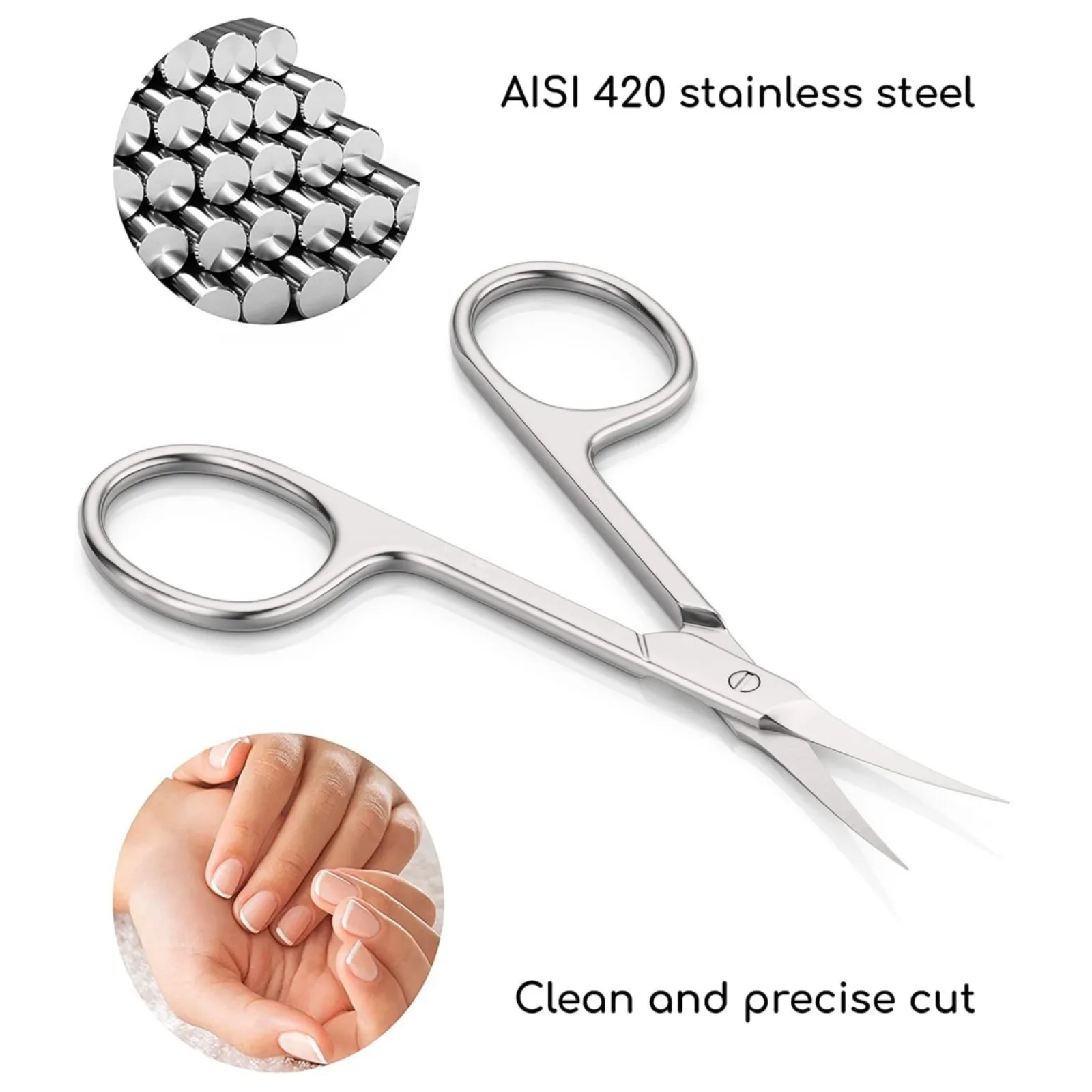 Professional Cuticle Scissors Curved Blade Nail Scissor Germany Pedicure Beauty Grooming Tools for Nail Eyebrow Eyelash Dry Skin