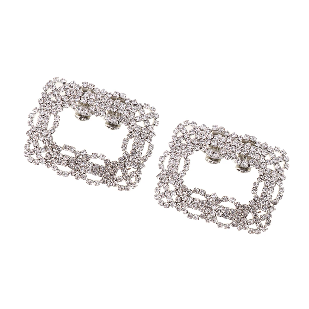 

2 Pieces Womens Rhinestone Shoe Clips Shoe Applique Decorative Shoe Buckles