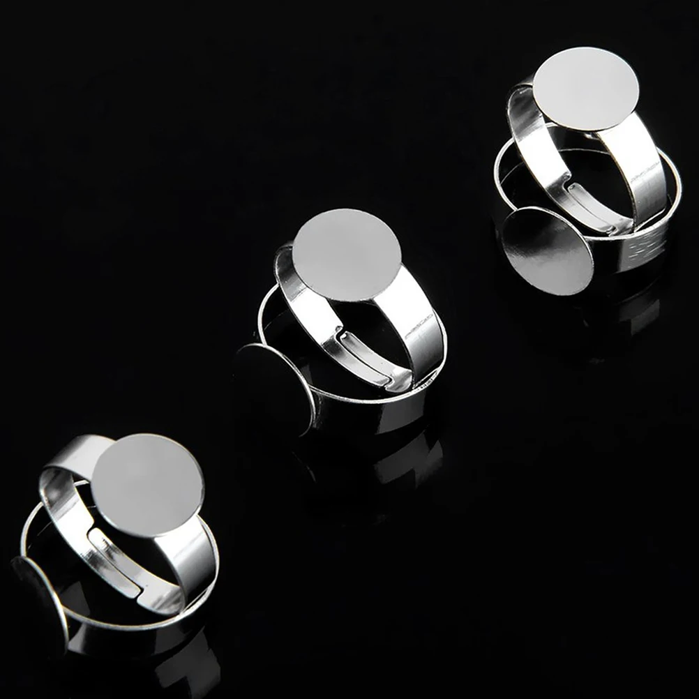 

10pcs Adjustable Bases Silver Plated Setting Blanks Round Bezel Trays Craft Kits For Beads Buttons Flowers Handmade Jewelry Gift