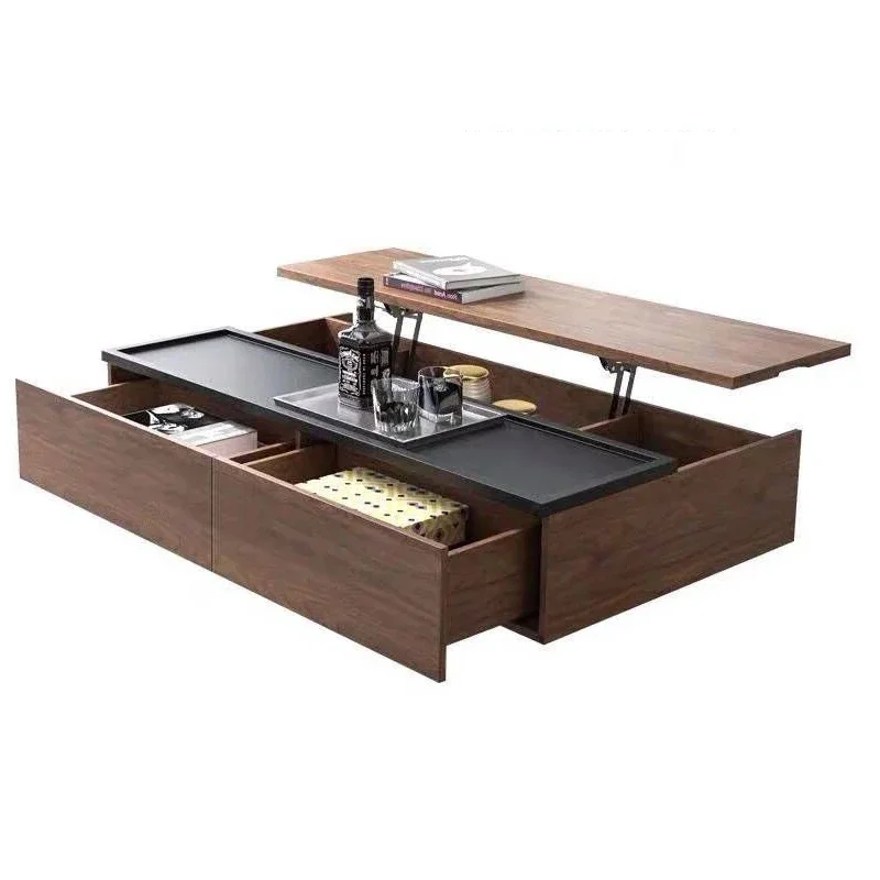 

Minimalist Modern Design Biack Oak Coffee Table Adjustable Smart Storage Rectangle Coffee Table Meubles De Home Furniture