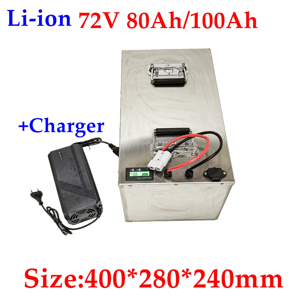 

Lithium battery 72v 80Ah li ion 72v 100ah lithium ion for 7000w golf club bicycle bike tricycle motorhome +10A charger