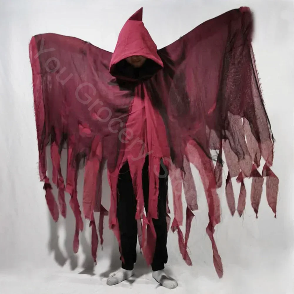 Unisex Halloween Ghost Dementors Cosplay Costume Gothic Horror Zombie Tattered Hooded Capes Day Of The Dead Party Props Cloaks