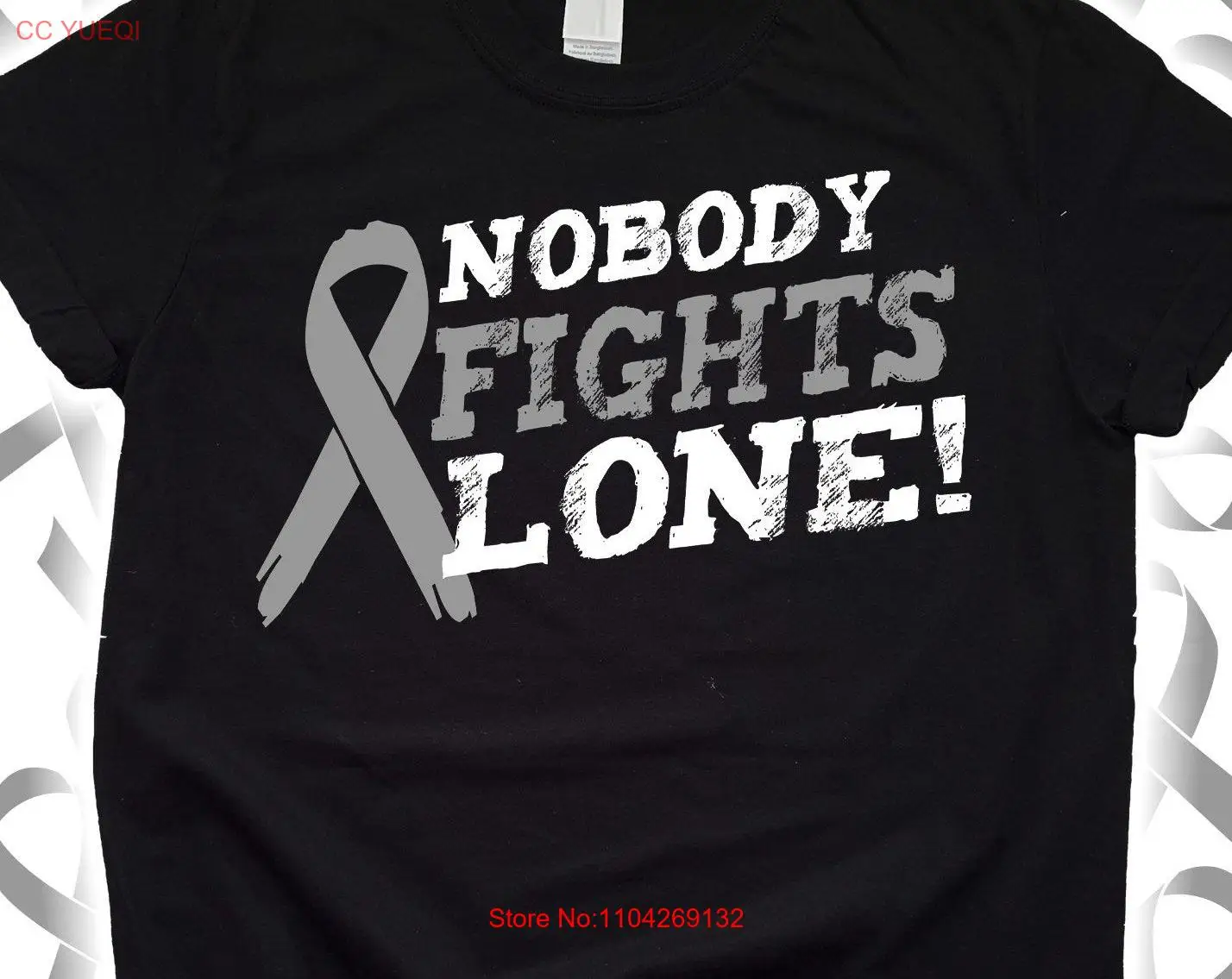 

Футболка Nobody Fights Alone с информацией о раке мозга для детей SweaT Family Survivor Ribbon с длинными или короткими рукавами