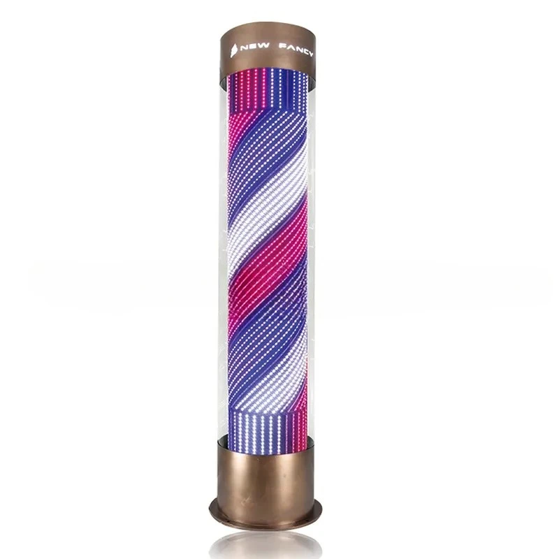LED Barber Shop Pole Light Cylindrical Floor to Ceiling Rotating Sign for Hair Storefront Display Bright Durable