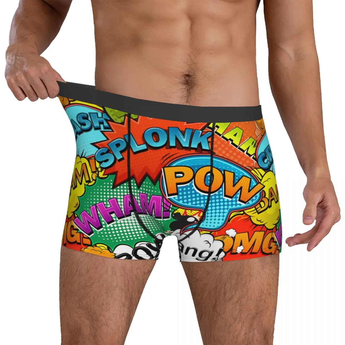 

Boom Seamless Comics Boxershorts 3D Pouch Underwear Trenky Custom DIY Shorts Briefs Breathable Males Underpants Plus Size 2XL