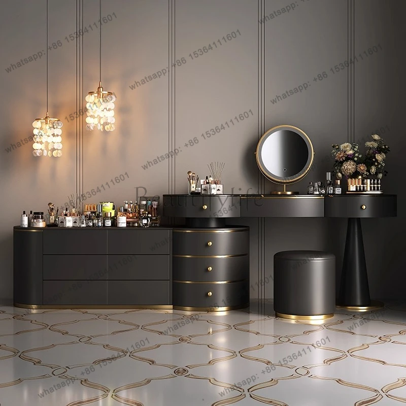 Top luxury Toiletries Makeup vanity illuminated makeup dressing table dressers with mirror desk dresser with mirror Furniture