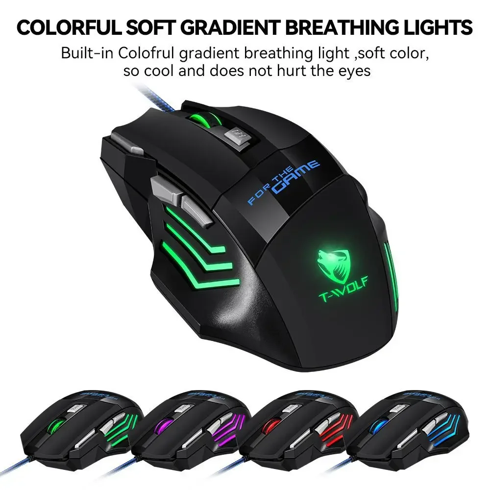 M1 Mechanical Wired Gaming Mouse 7 Keys Wired Ergonomic Mouse Backlit Glowing USB 3600 Dpi Gaming Mouse For PC Computer Desktop