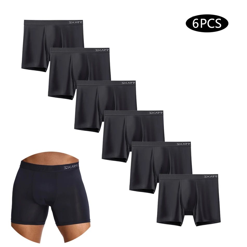 Calzoncillos de poliéster para hombre, ropa interior Sexy de Color sólido, bóxer de alta calidad, bañadores cortos, 6 piezas, novedad