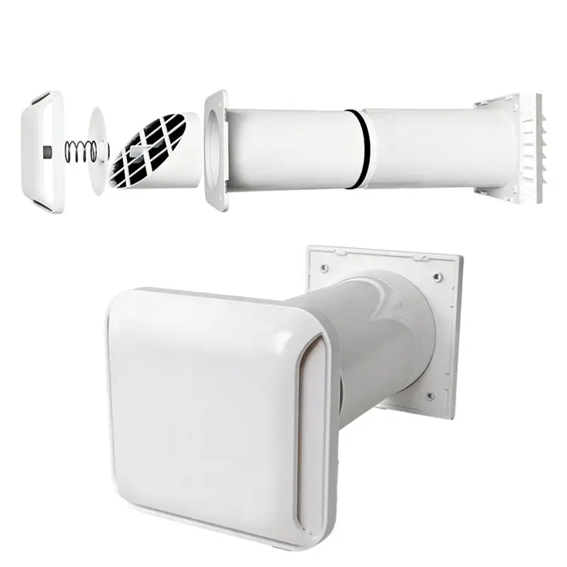 DT39 Adjustable Wall Vent Kit, Through Wall Exhaust Intake Set with Rainproof Louvers & Air Filters for Ventilation