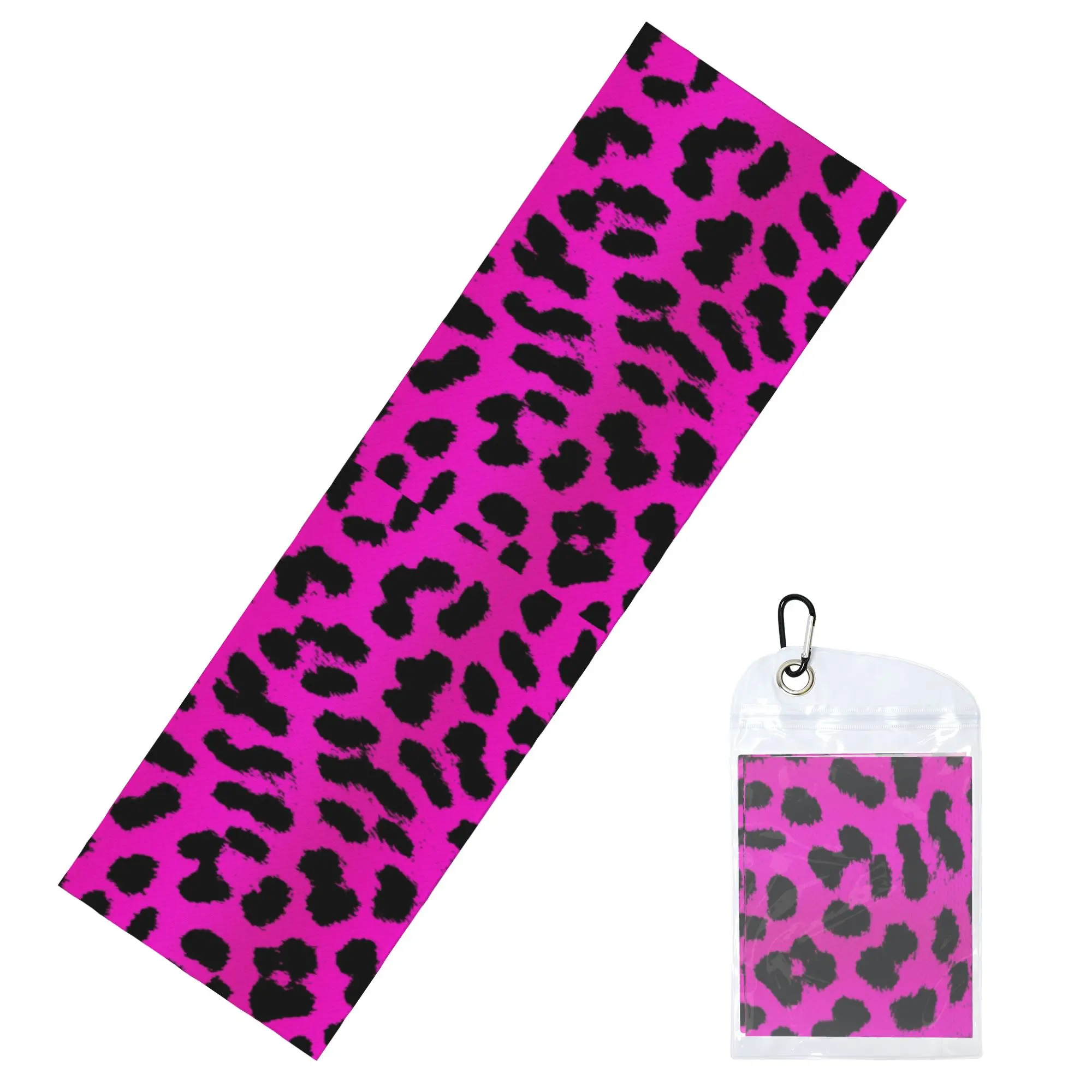 Pink Leopard Pattern Animal Cheetah Cold Exercise Towel  Yoga And Fitness Running Outdoor Activities Travelling Camping Towels