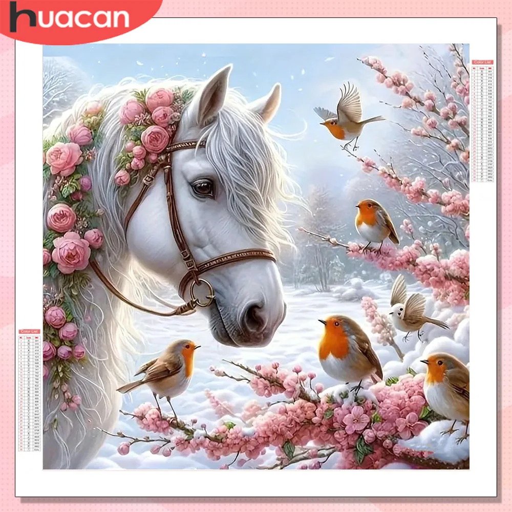 HUACAN Tier Diamant Malerei Pferd Vögel Tier Strass Bilder Diy Diamant Mosaik Blume Winter Home Decor Voll Bohrer