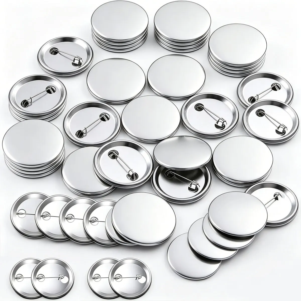 12 Sets 3.7cm Round Badge Fitting Kit, Tinplate Covers Plastic Back Clips With Film, Complete DIY Pin Making ZSY