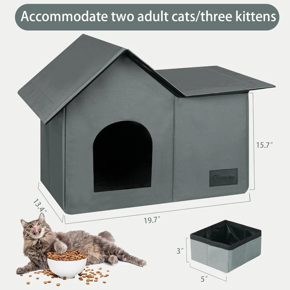 Cat Houses for Outdoor Cats-Large Weatherproof Cat Bed for Indoor Cats,Collapsible Warm Feral Cat Shelter