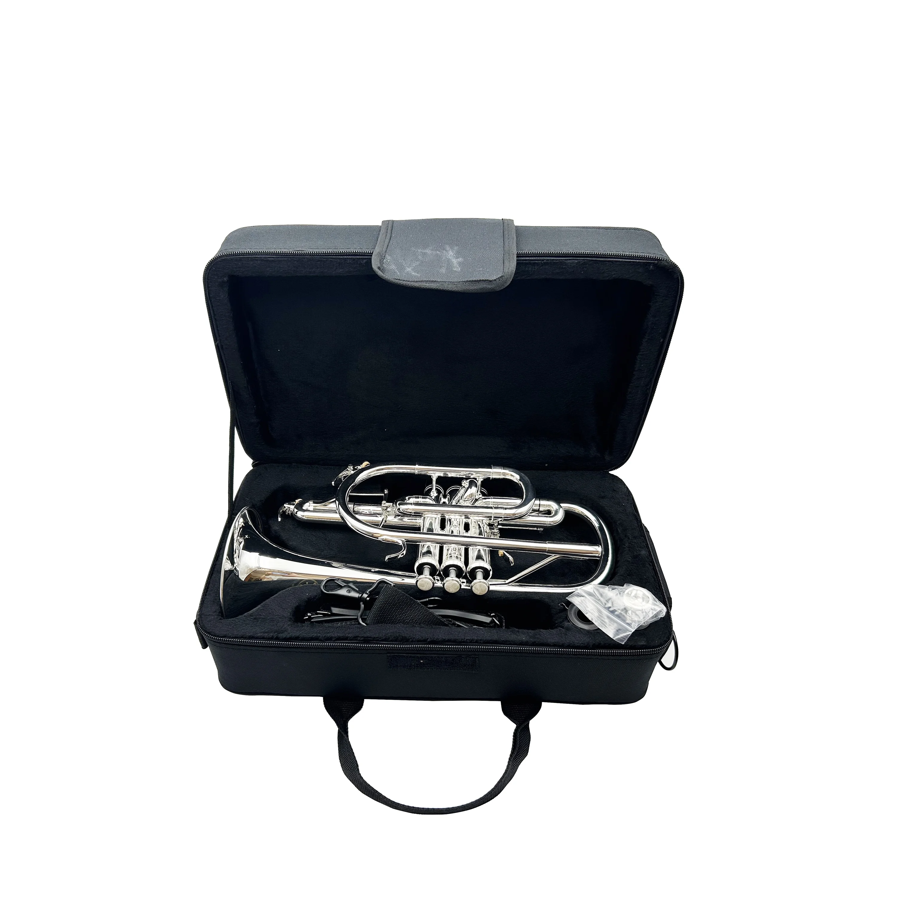 High Quality Bb Key Cornet Trumpet Brass Body Silver Plated Trigger And Keys Wind Instrument For And Practice JYCT408S