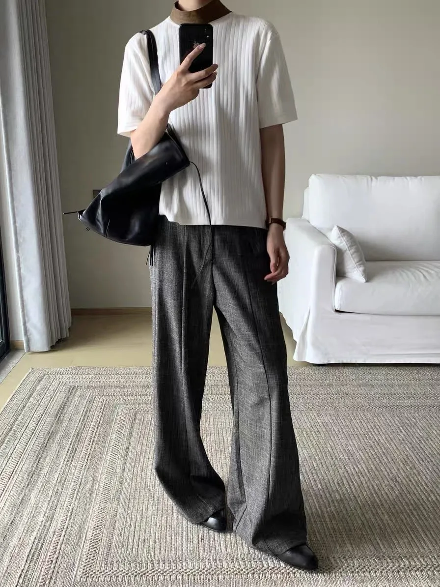 Calças Casuais de Perna Reta Cleanfit para Homens, Material de Lã com Padrão de Nó de Bambu, Calças com Cinto para Outono e I...