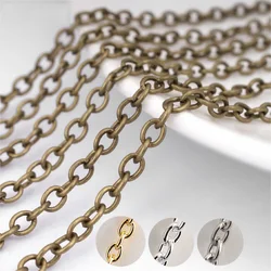 5Meters Gold Silver Color Iron Metal Oval Cross Extension Necklace Chain For Jewelry Making DIY Crafts Findings Supplies