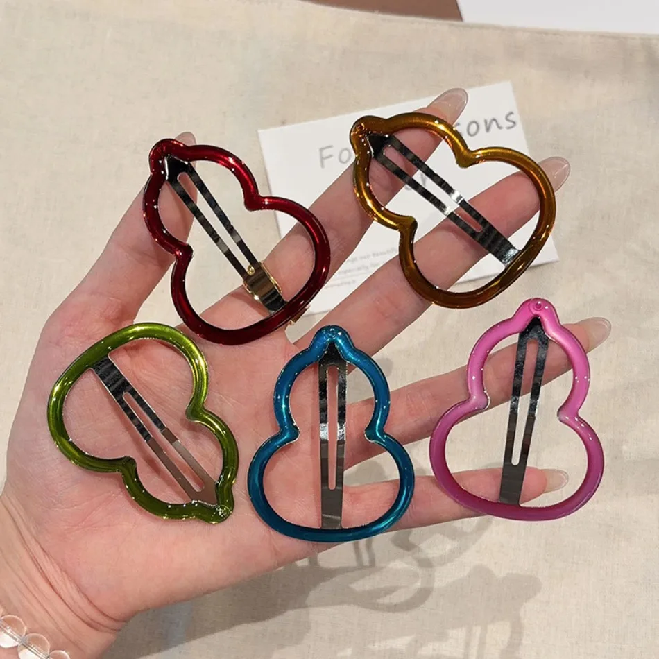 

Girls Elegant Gourd Shape Mental Hairpin Female Hollow New Sweet and Cute Clip Headdress Side Clip Broken Hair Bangs Clips HP01