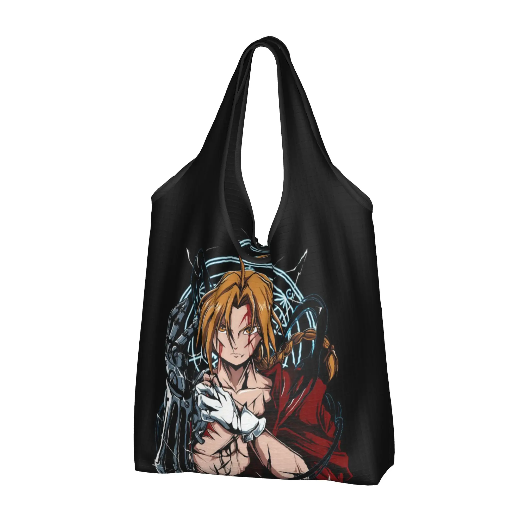 Fullmetal Alchemist Japane Manga  Groceries Shopping Bags Kawaii Shopper Tote Shoulder Bags Large Capacity Anime  Handbag