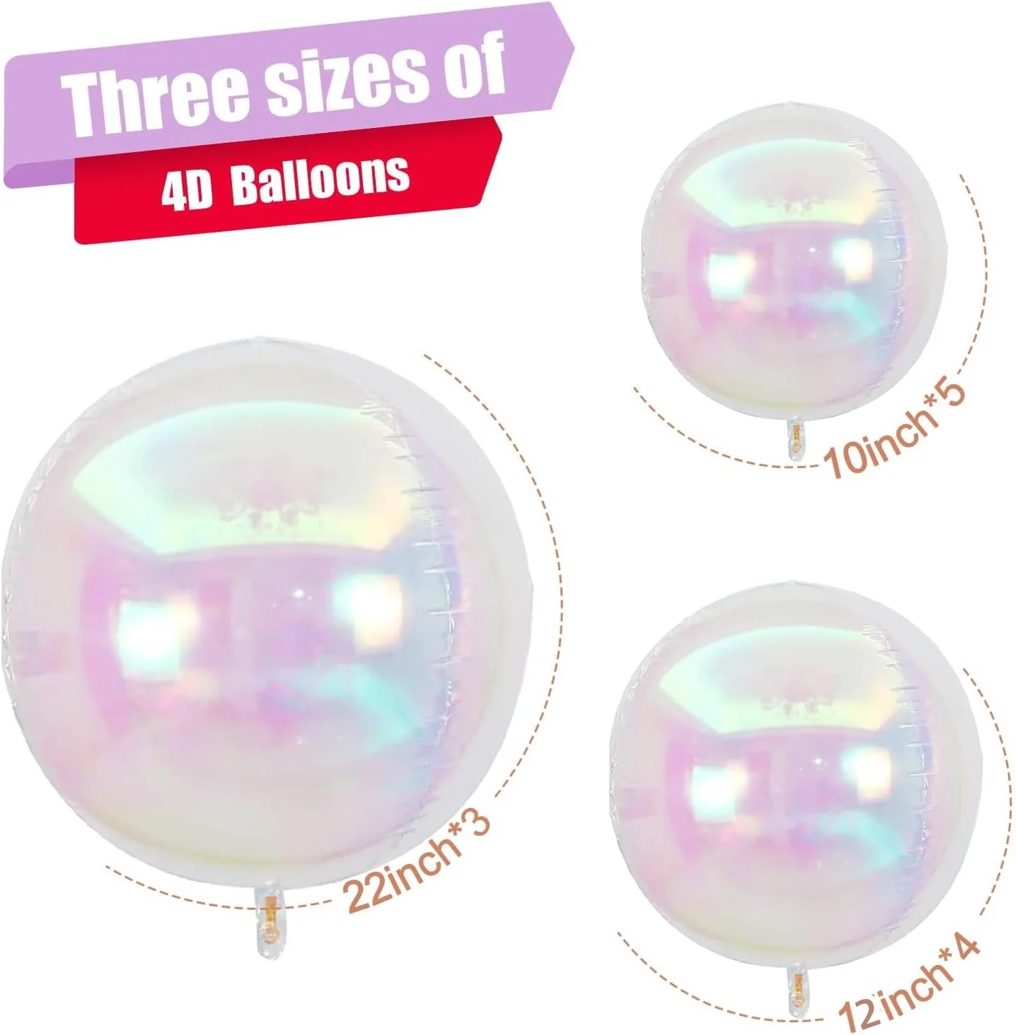 Iridescent Round Foil Balloons, 22
