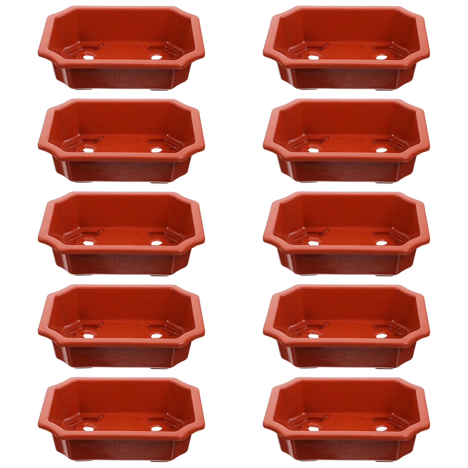

10 Pcs Plastic Flower Pots Containers Brown PP Drainage Garden Balcony Courtyard Park Plant Household