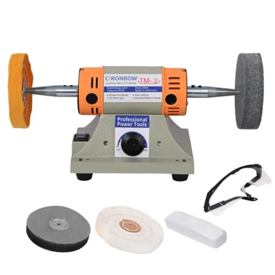 

4" Jewelry Polisher- Adjustable Variable Speed Grinder Machine Dental Buffer and Lathe- Includes 2 Cloth Wheels and 2 Abrasive