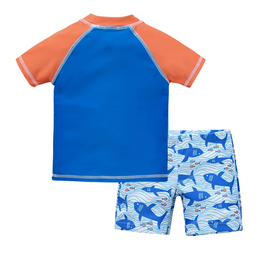 Honeyzone Kids Boy Swimsuit 2 Pcs/lot Cool Shark Print 4-8 Years Beachwear Children Surfing Clothing