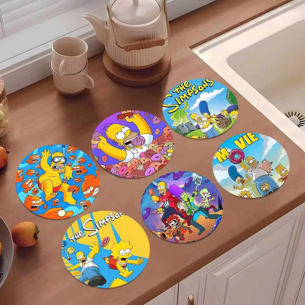 Cartoon Classic S-Simpsons Coasters 10cm Round Wooden Suitable For Drinks Tea Coffee Home Gift Choice Holidays