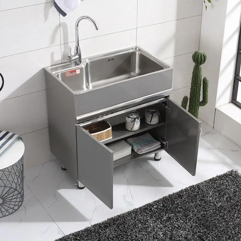 Stainless steel washing wardrobe combination with washboard balcony washing dishes basin basin washing basin integrated laundry