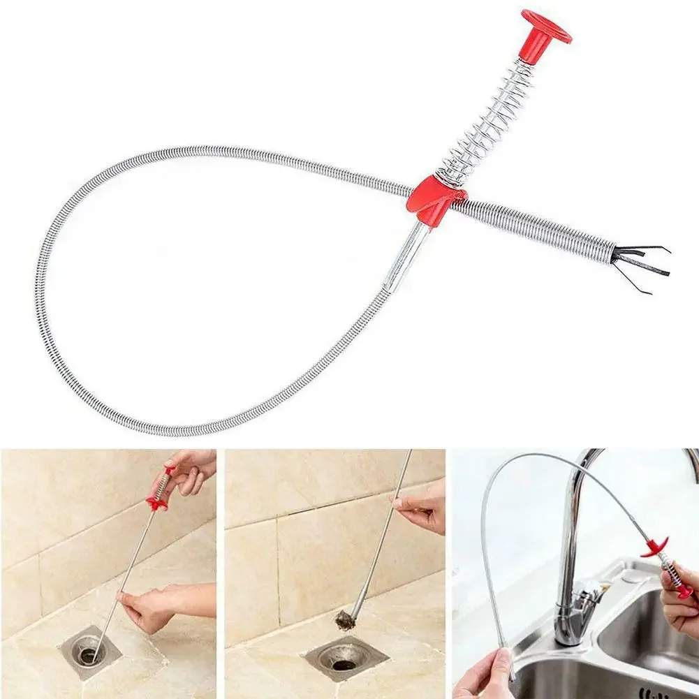 60cm Spring Tube Unclogging Grab Picker Snake Cable Auxiliary Grab Drain Auger Sink Toilet Tool Kitchen Pipe Dredger