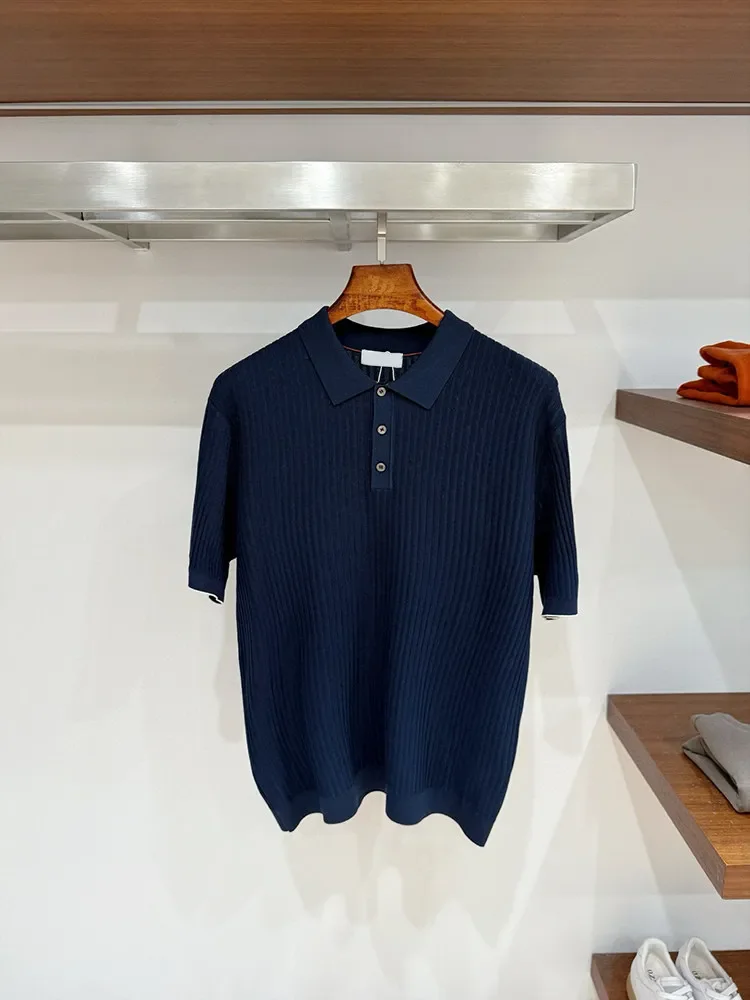 Italian BC cotton yarn breathable fashion old money style knitted short-sleeved Polo shirt